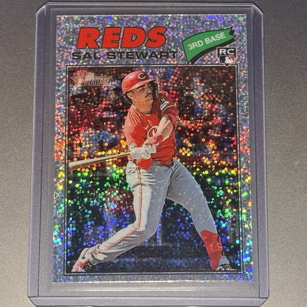 Sal Stewart 2026 Topps Heritage Silver Sparkle Refractor RC ROOKIE #221 REDS